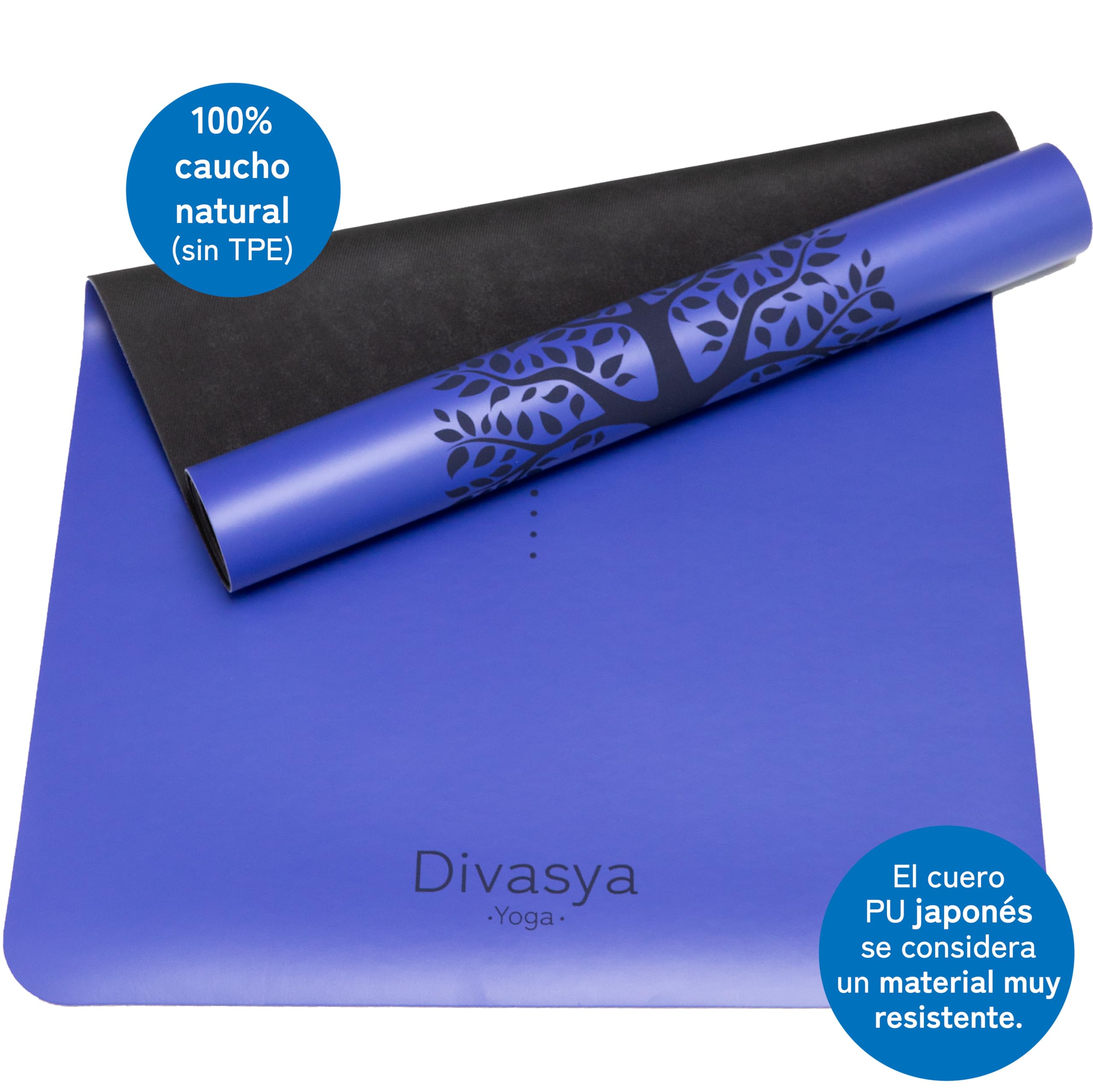 esterilla yoga antideslizante caucho natural, esterilla yoga gruesa máximo agarre, colchoneta yoga, extra ancha y gruesa (185x68x0,45cm), con correa de transporte, pilates