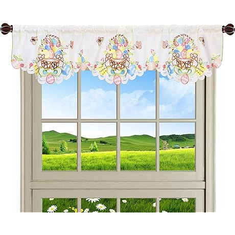 Embroidered Easter Kitchen Window Valance - Perfect for the Holiday Season!
