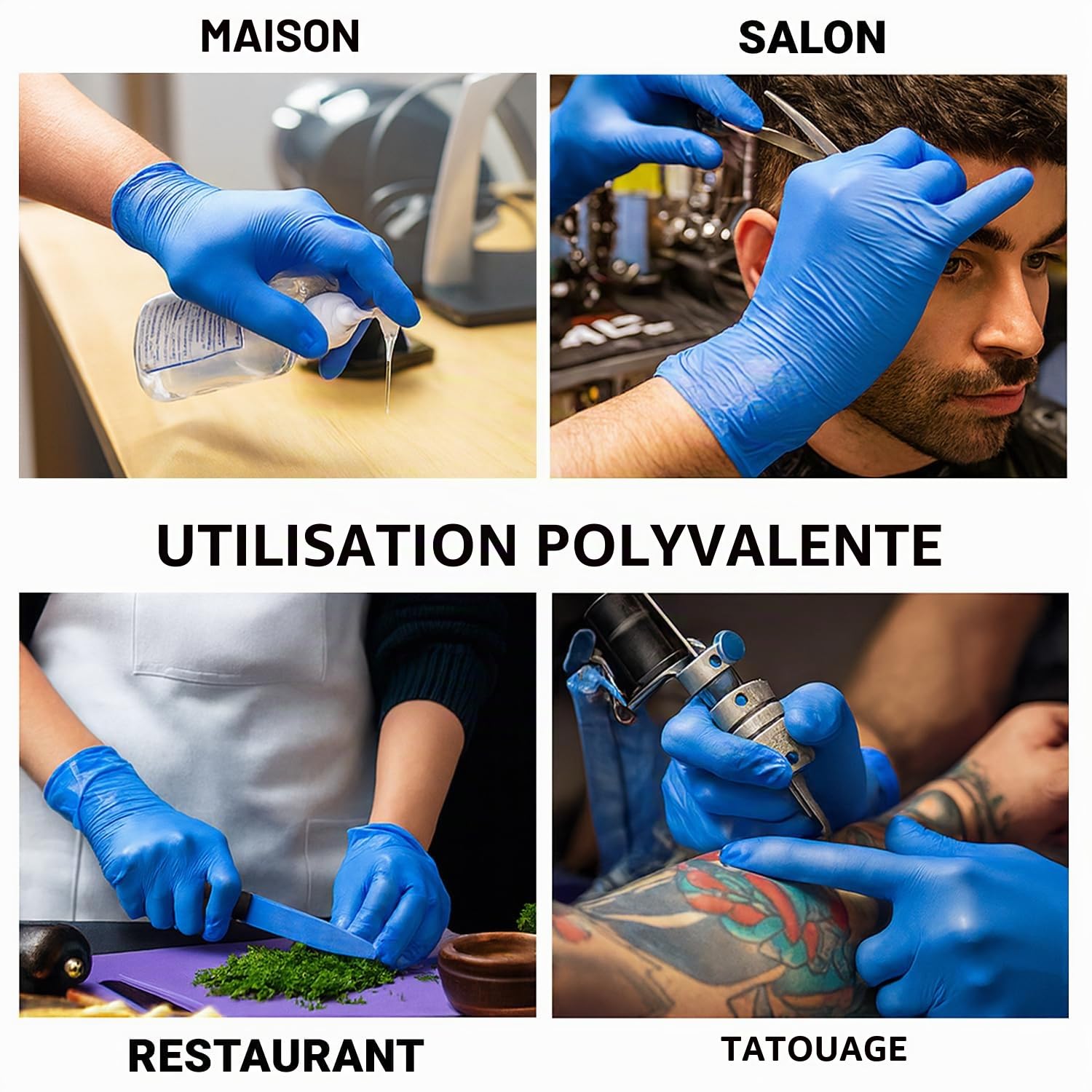 Gants en nitrile Just Health | Sans poudre, sans latex, ambidextres, jetables, flexibles et résistants | Utilisation polyvalente | Gants en nitrile bleus | 1000 pièces-XL