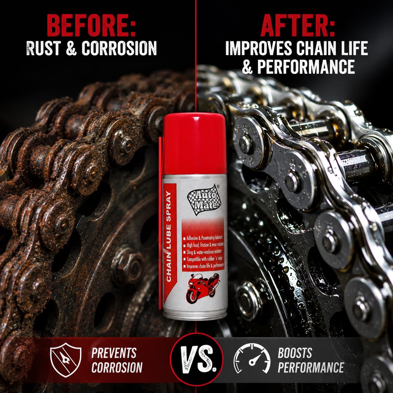 AUTO MATE AEROL Chain Lube Spray for Bikes & Cycles | Premium Bike Chain Lubricant & Chain Protector | Reduces Friction, Prevents Rust & Wear | Smooth Performance | 65g/100ml 4