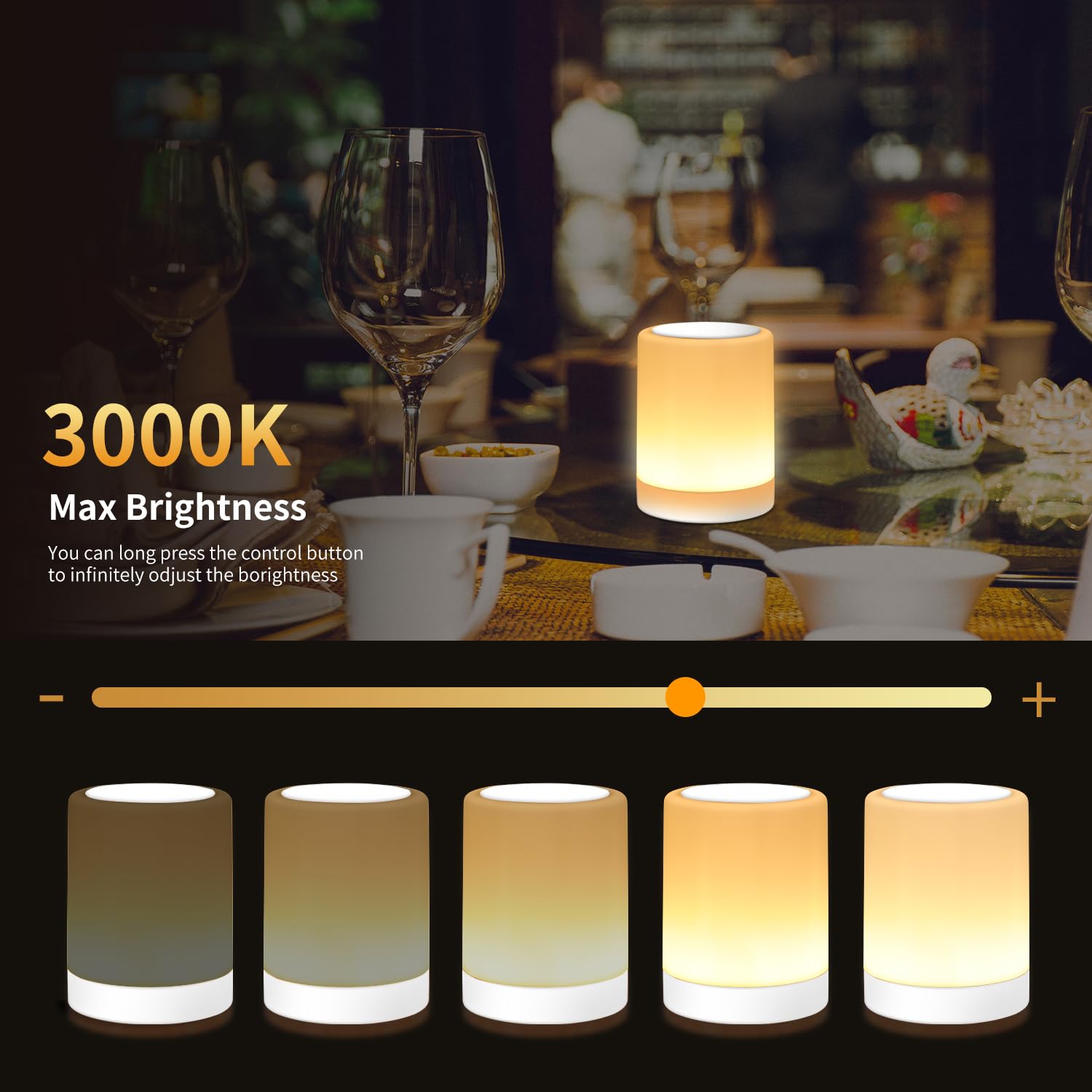OORUN Touch-Nachttischlampe, 13 RGB-Farben & 5 Helligkeiten, USB-wiederaufladbare Schreibtischlampe, Fernbedienung, dimmbares Nachtlicht mit RGB-Farbwechsel, tragbare Lampe für Baby, Schlafzimmer
