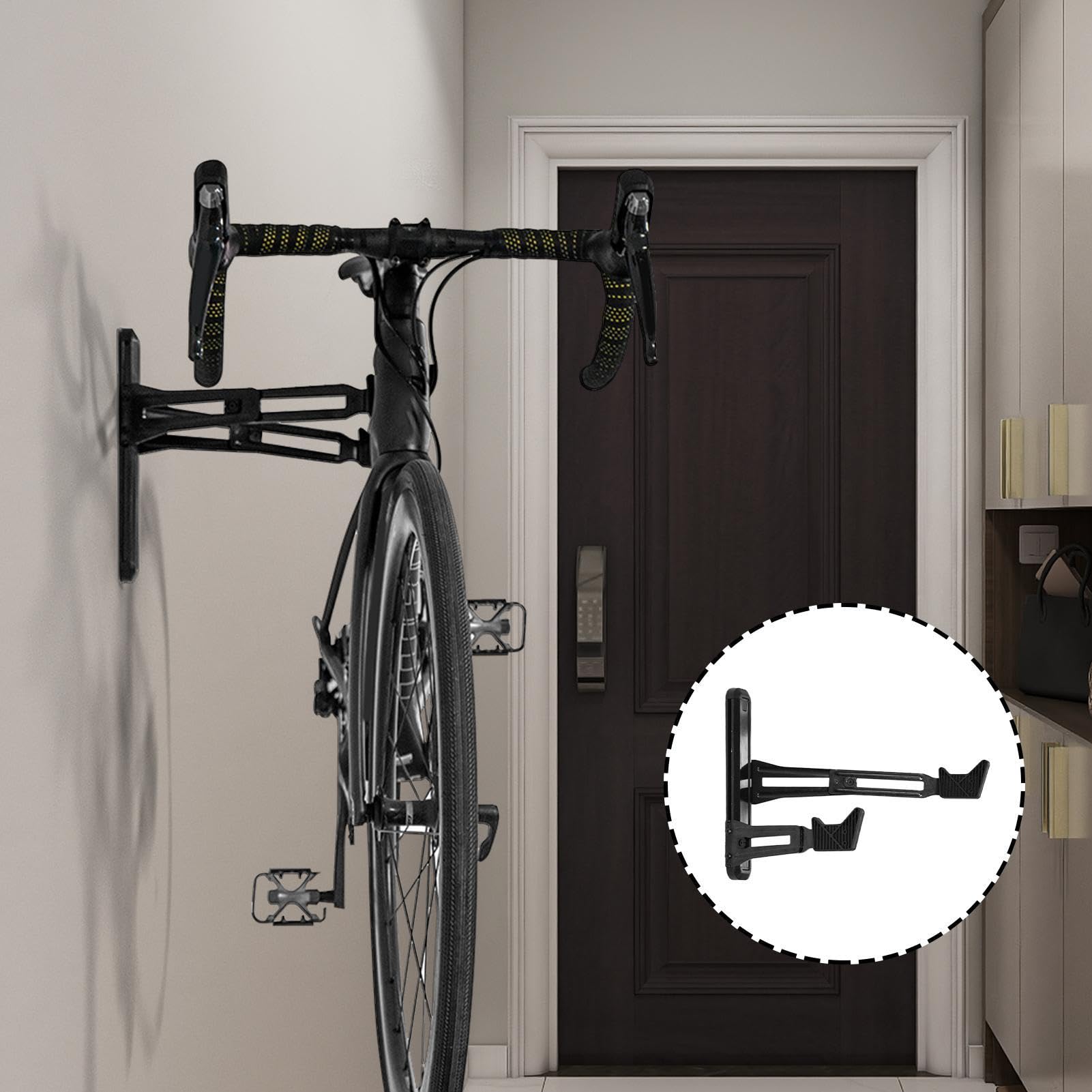 mural pour vélo | de garage peu encombrant – mural pour vélo d'intérieur, crochet mural réglable pouvant supporter jusqu'à 40 kg pour entrepôt à domicile, aluminium