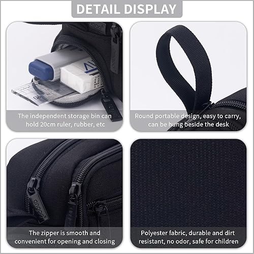 Miniatura 8 de HVOMO Estuche grande para lápices de alta capacidad, bolsa de almacenamiento, organizador de escritorio, bolsa de marcador, para escuela secundaria,