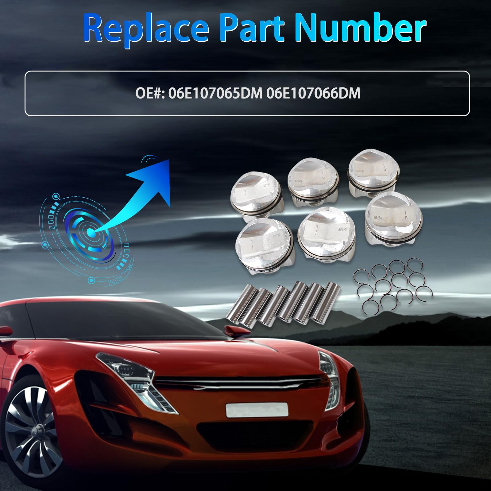 INGKAN 06E107066DM 6Pcs Pistons Rings, Piston Assembly Set