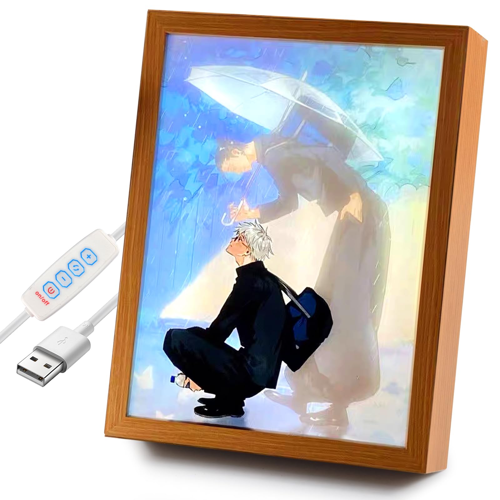 Forhome Jujutsu Kaisen - Pinturas iluminadas Gojo Satoru & Geto Suguru LED Decoración de Pared Decoración de Pared Marco de Escritorio para Dormitorio Creativo Decoración del Hogar