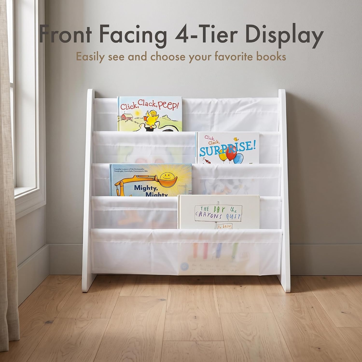 Humble Crew Kids Bookshelf, Montessori Front Facing Toddler Bookcase 4 Tier image 4