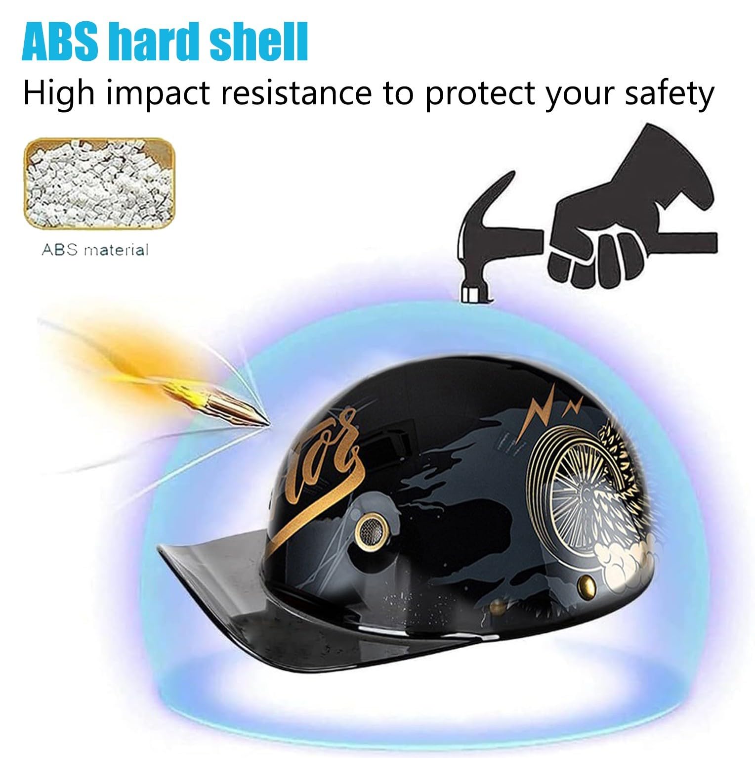 Halbschalenhelm Halbhelm Mit DOTECE-Zulassung Vintage Motorradhelm Baseball Cap Cruiser Chopper Scooter Helm Herren Retro Motorrad Damen Mofa Helm