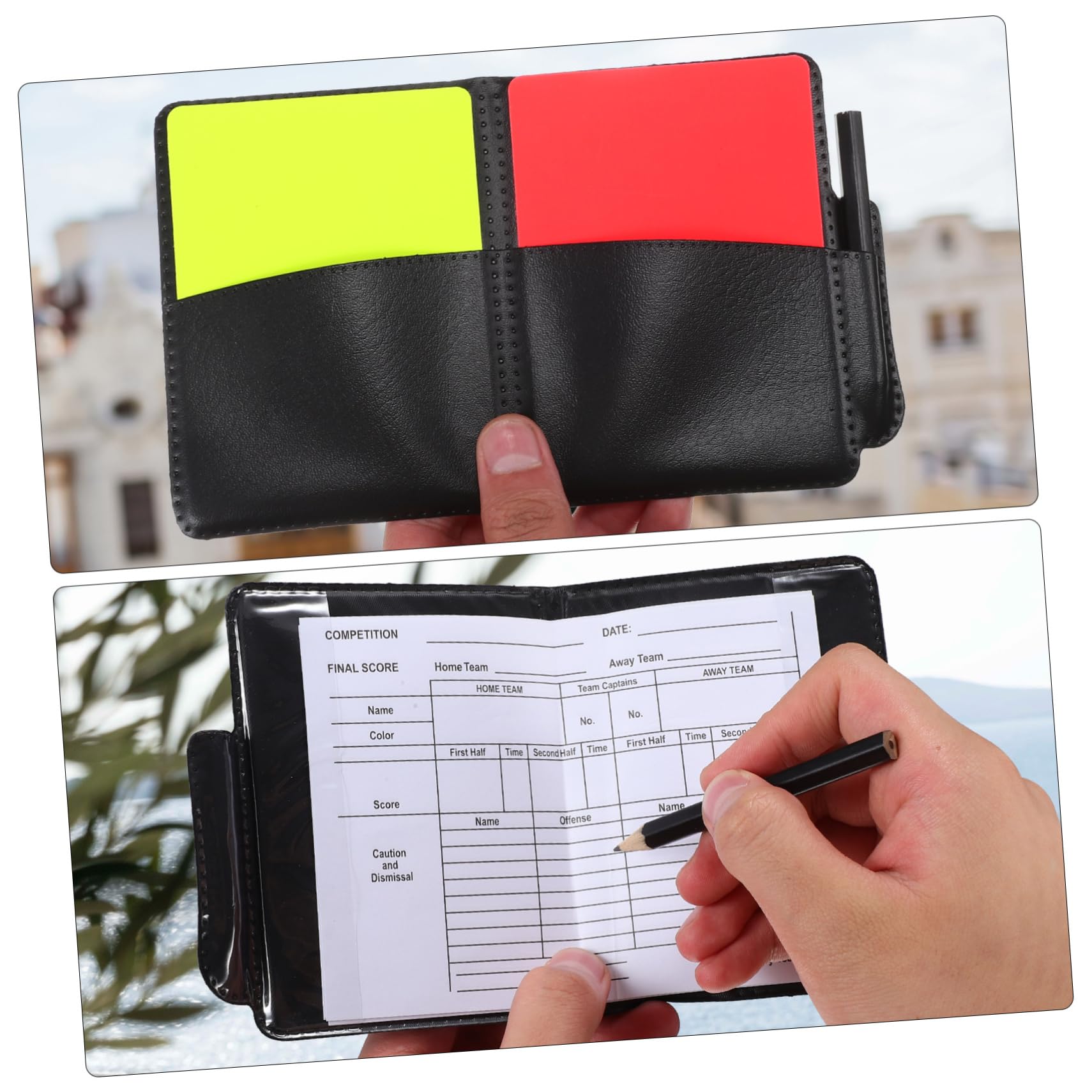 TOYANDONA Conjunto de Árbitro Portátil con y Amarillas Silbatos y de Puntuación para Fútbol y Voleibol Kit Completo de Accesorios para Árbitros