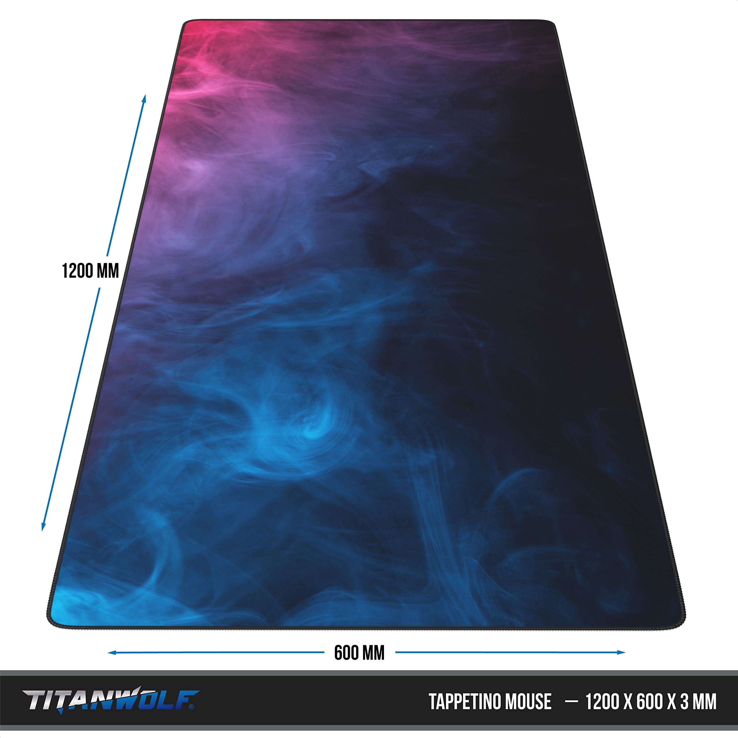 TITANWOLF - Grande Tappetino Mouse da Gioco - XXXL Oversize Mousepad - Dimensione 1200 x 600 mm - XXL Formato Oversize da scrivania e Tavolo - per Mouse e Tastiera