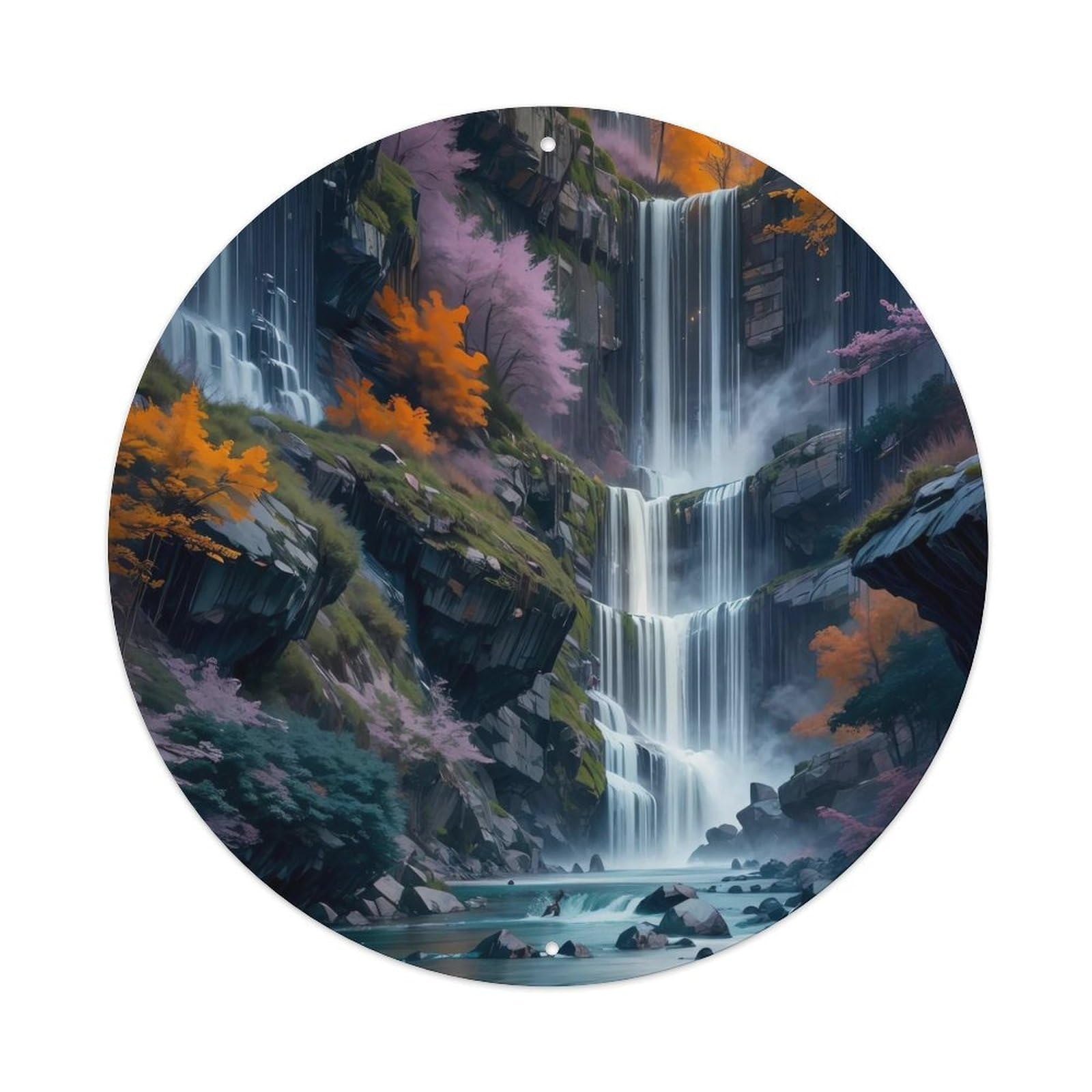 Waterfall Autumn Stream Cascade Vintage Metal Tin Sign Plaque