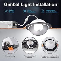 Vista 6 de Lightdot Paquete de 12 luces LED empotrables de cardán de 6 pulgadas, ajustable de 360° + 90°, 3CCT seleccionable y regulable (5%-100%), 1300LM