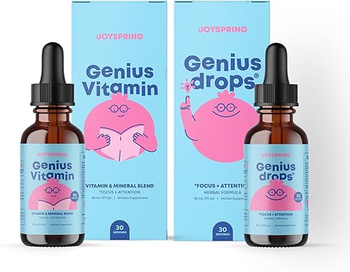 JoySpring Vitaminas Focus para niños mezcla de vitaminas orgánicas de B9, B12, zinc y vitamina C y suplementos de enfoque y atención para niños que