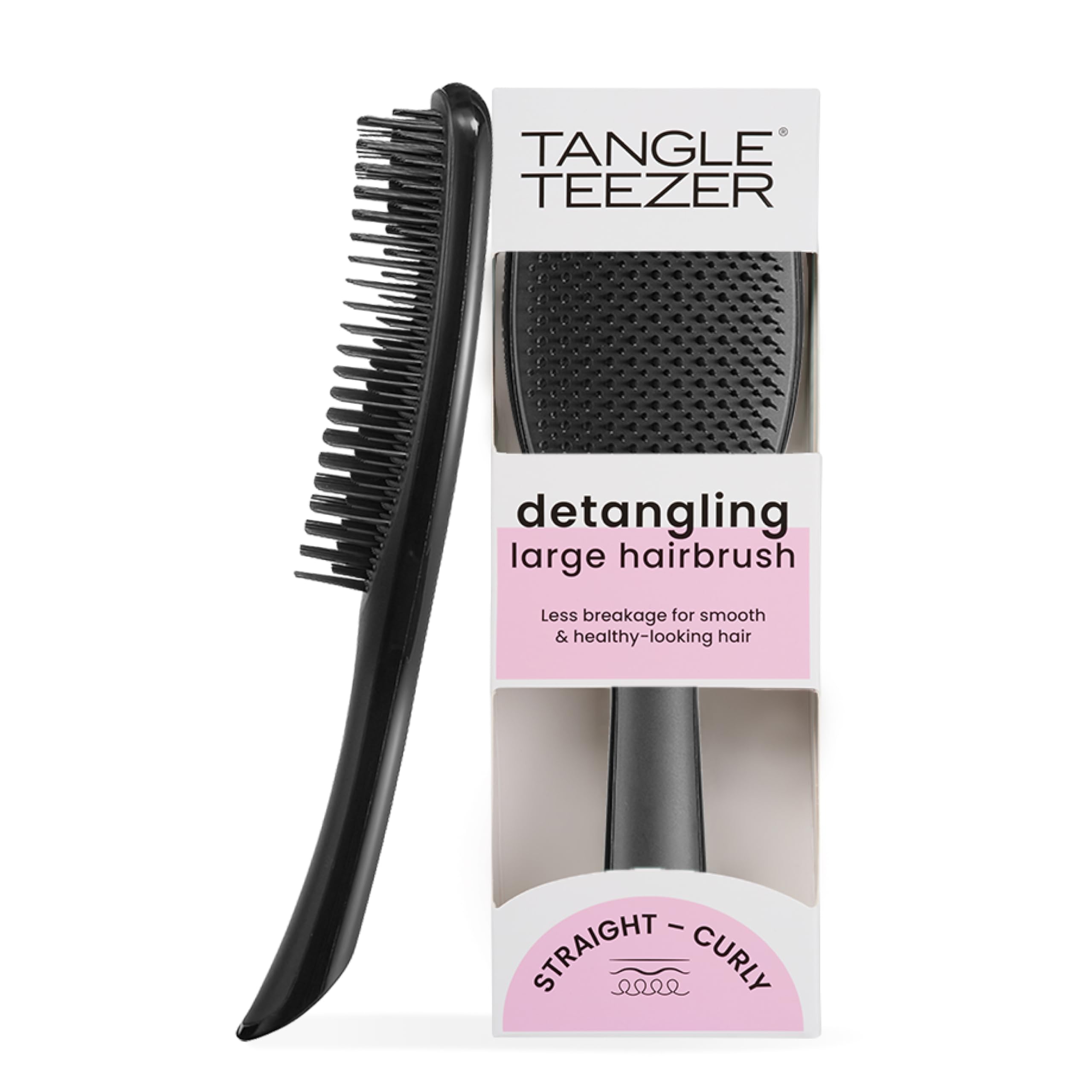 Tangle Teezer Ultimate Detangler - Szczotka do rozczesywania do gęstych, lokowanych i długich włosów - Dwupoziomowe ząbki zmniejszają łamliwość i eliminują splątania - Czarny połysk