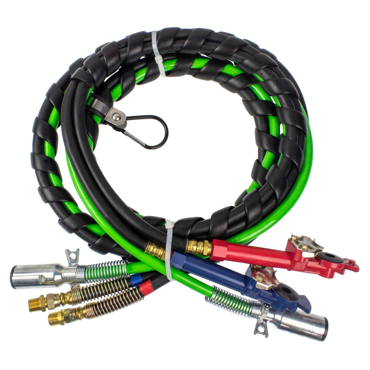 12' 3-IN-1 WRAP - 7 WAY ELECTRICAL TRAILER CORD CABLE ABS & AIR LINE HOSES