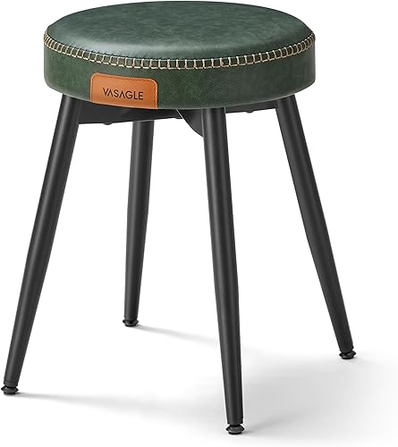 VASAGLE Colección EKHO, taburetes de comedor, taburetes de cocina tapizados, taburetes de tocador, cuero sintético con costuras, moderno de mediados