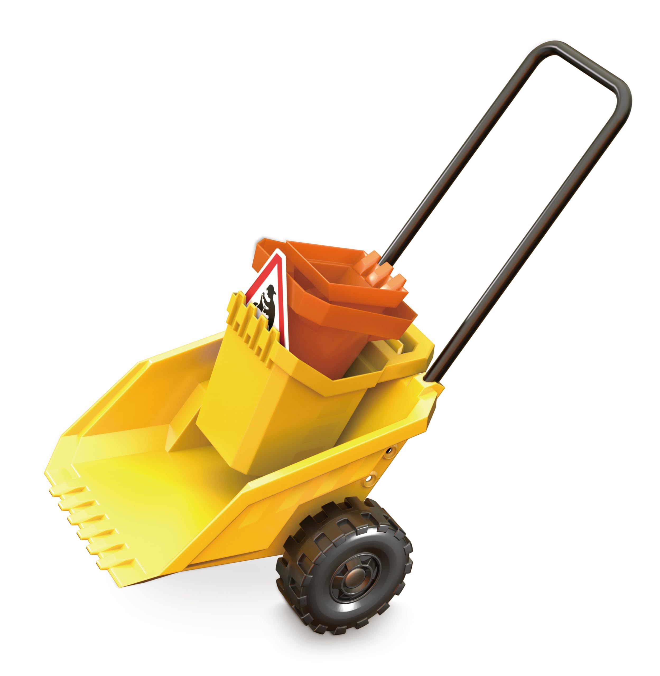 Hape Chariot de Chantier et Accessoires pour la Plage Dès 3 Ans - pour Plage, Bac à Sable, Terrain de Jeu - Camion Benne, Bulldozer, Panneau de Construction - Empilable, Facile pour Petites Mains
