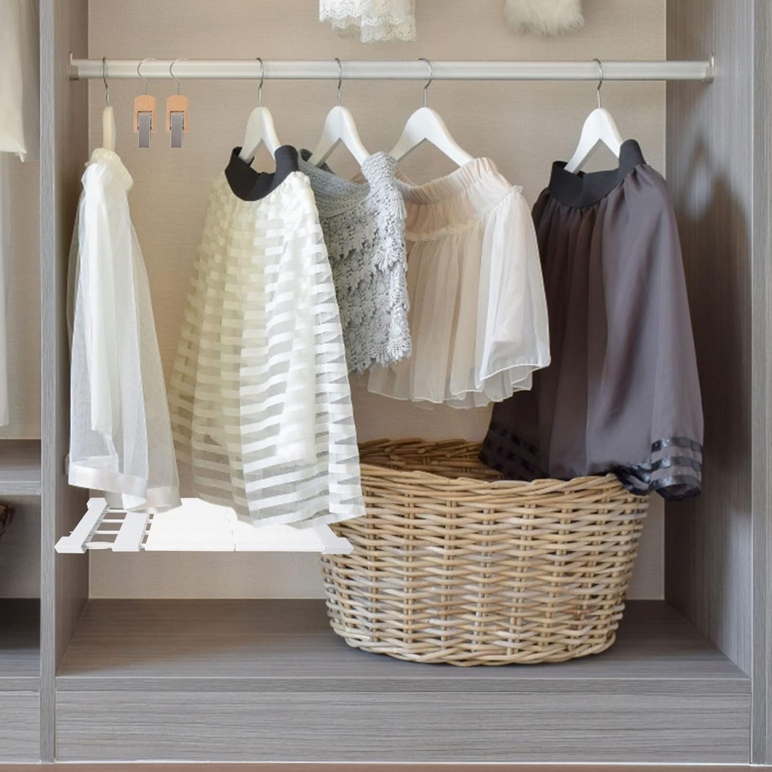 Cabilock Wardrobe Expandable Shelf Tension Shelf for Closet Organization Clothes Storage Rack Easy Installation for Bedrooms Bathrooms and