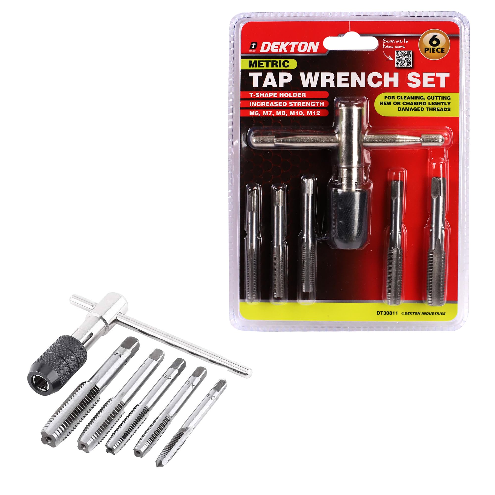 DEKTON 6-Piece Metric Tap Wrench Set, Adjustable Tap Wrenches, Precision Fit for Tap and Die Durable Chrome Vanadium Steel