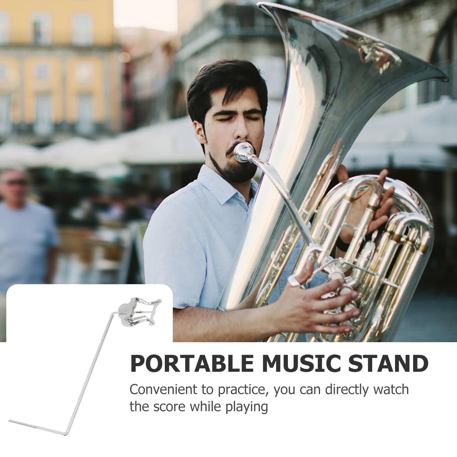 Hemobllo Pince à Livret de Musique Portable pour Basse en Fer Argenté, Facile à Transporter et Pratique, Marche Jeu Musical