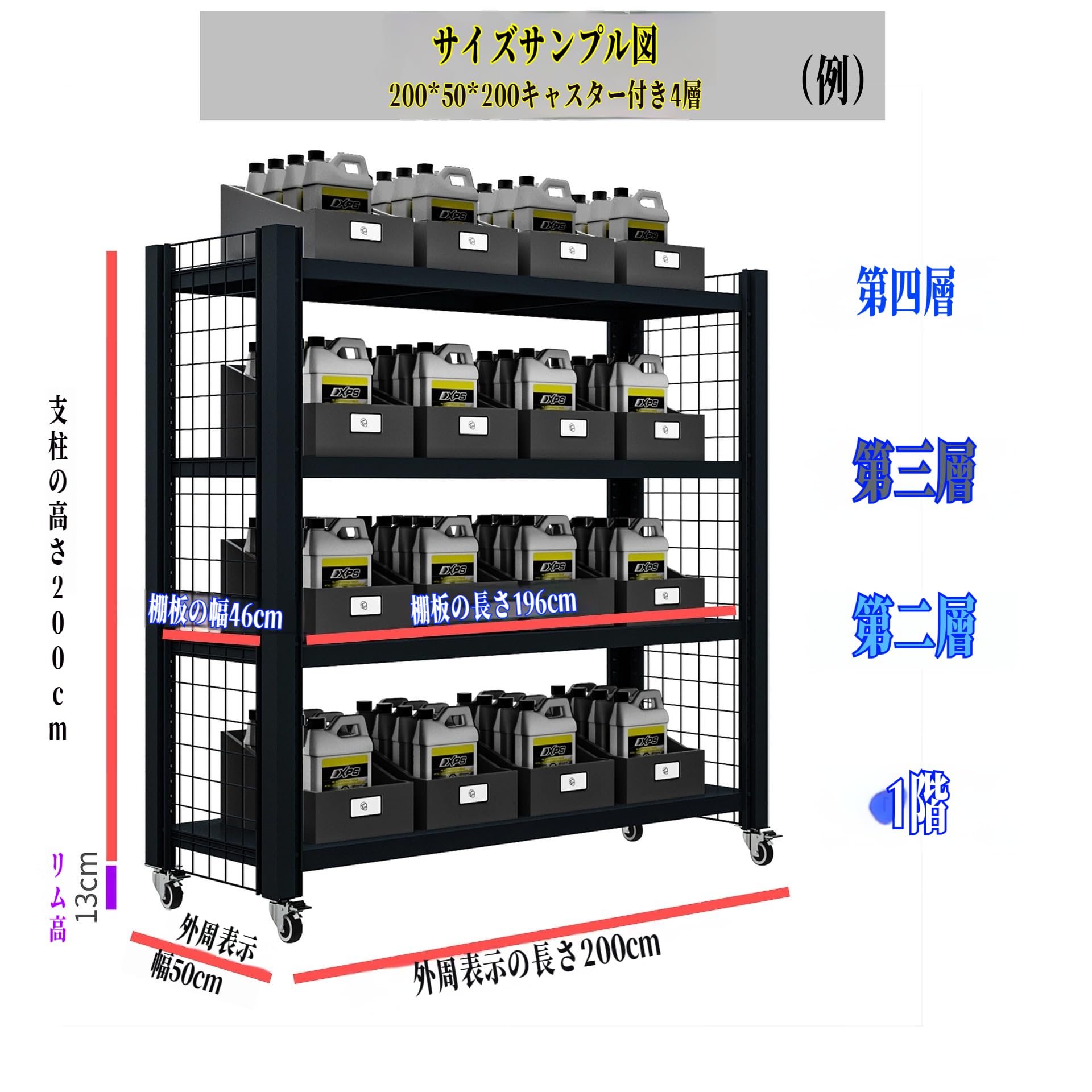 Amazon.co.jp: スチールラック スチール棚 倉庫収納 業務用 4段 大容量