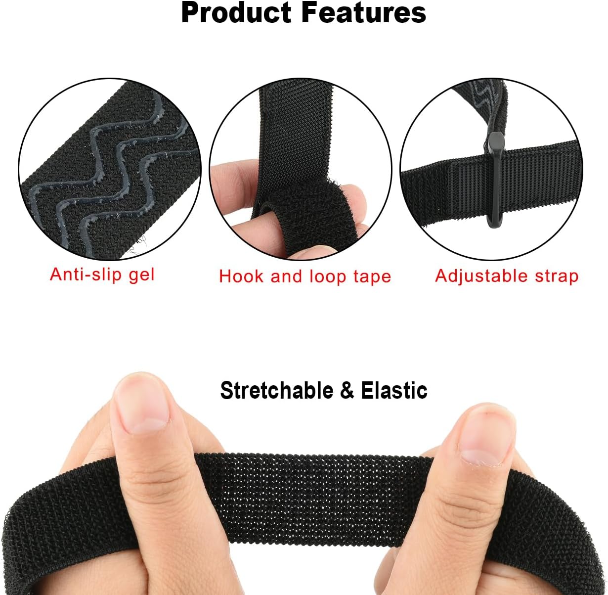 CM Anti-Slip Silicone Tape Elastic Adjustable Straps for High Knee Boots, 2 Pairs with 20 Pcs Hook and Loop Tape Sticker