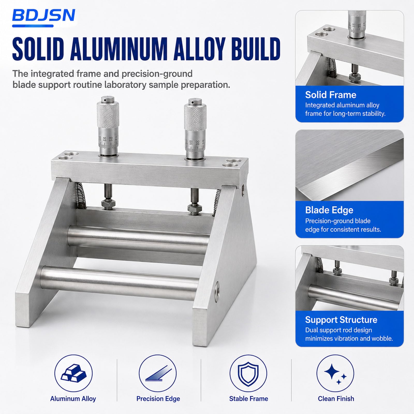 Regulowany ręczny aplikator do folii na mokro 0-3500 μm, podwójne mikrometry, rama ze stopu aluminium i skrobak ze stali nierdzewnej do farb, atramentów, naklejek, baterii do błota, 55-300 250