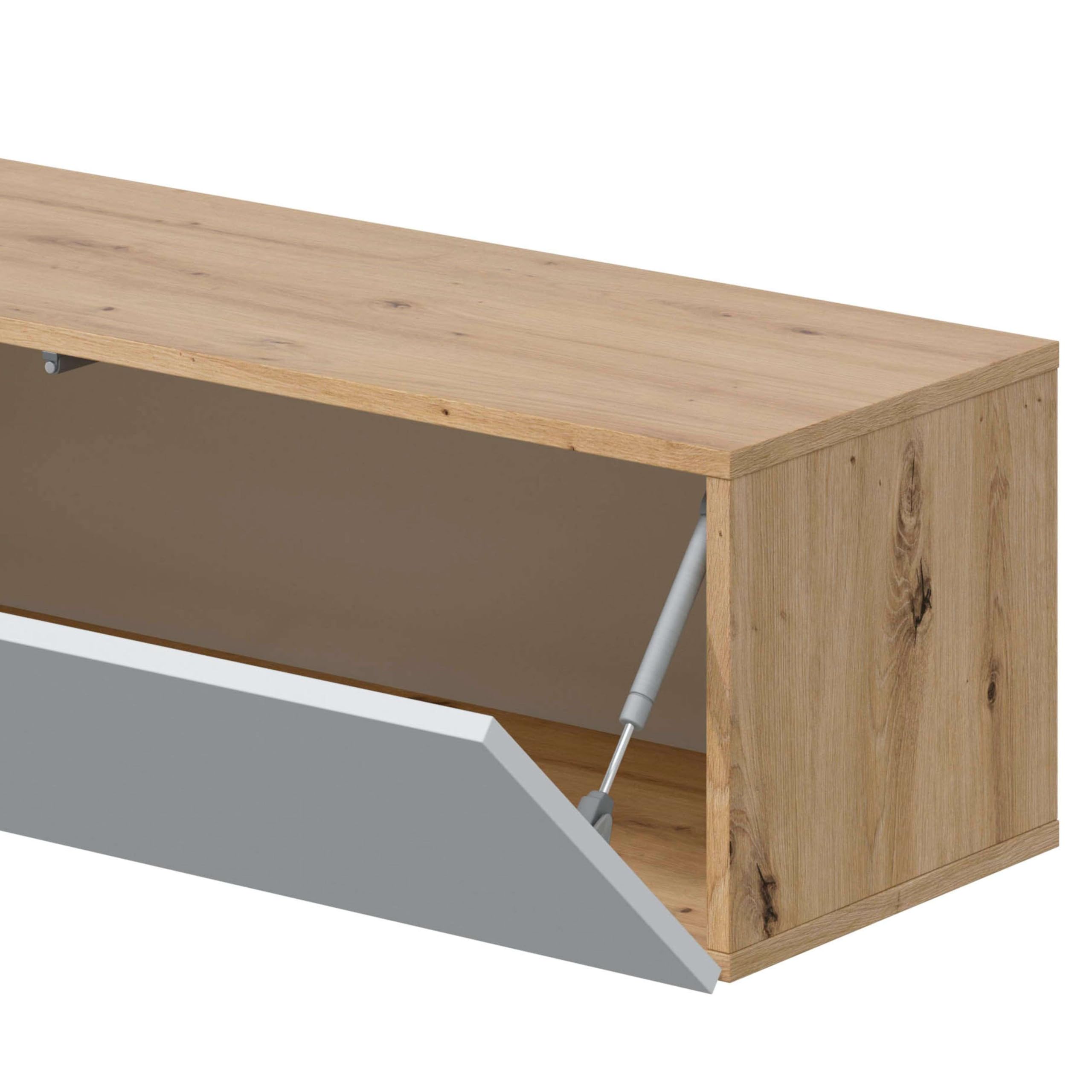 Habitdesign Muebles TV de Comedor Kaway Color Roble Nodi y Blanco Artik 35x180x28 cm