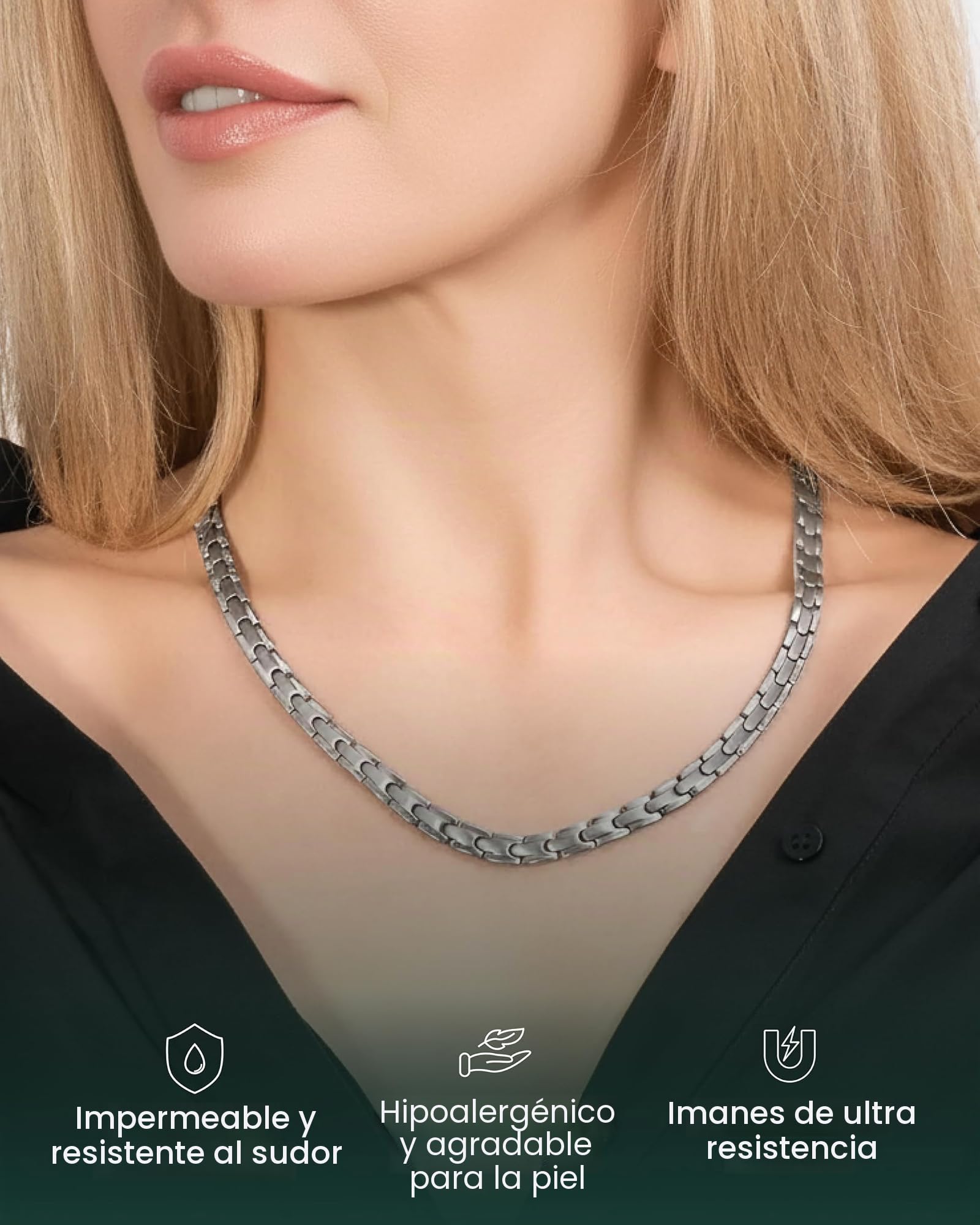 MagnetRX® Collar Magnético Terapéutico de Titanio - Collar Mujer y Hombre con Imanes Magnetoterapia para Alivio Natural de la Artritis, Dolor de Cabeza, Espalda, Hombro, Migrañas