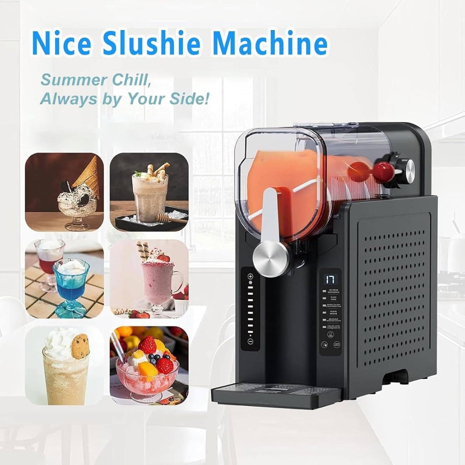 Máquina Hacer Hielo En Arena, Máquina Hacer Granizados Congelados, Máquina Automática Granizados, Limpieza Automática, Diseño Compacto Cuerpo, 220 V, para Margaritas, Frappés, Milkshakes