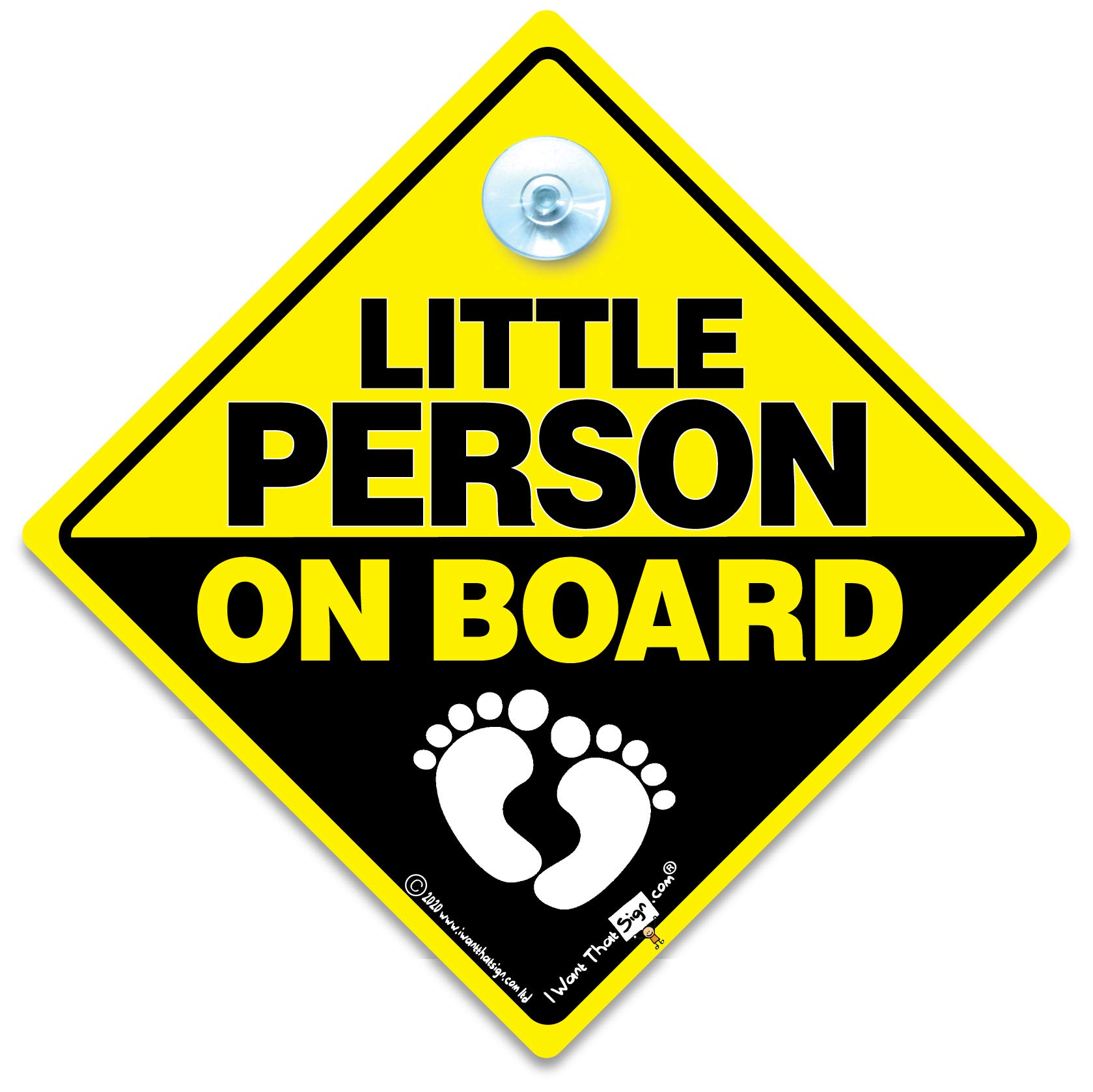 Iwantthatsign.com Yellow Little Person On Board Car Sign With Baby Feet, And Black Baby On Board Sign, Vehicle Sign With Suction Cup Attachment Designed To Notify Other Drivers That You Have Baby In The Car/Vehicle