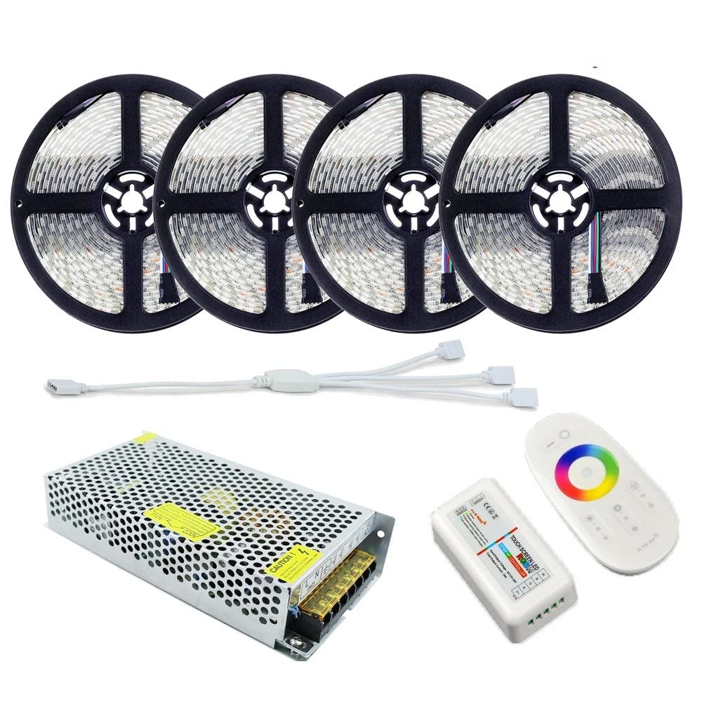 LED Accesorios decorativos DC12V 10M/15M/20M SMD5050 RGBW RGBWW LED Tira IP65 Silicon impermeable 6 0led/m Luz de inicio 2. 4g rf Remoto Rgbw Controlador 15A Fuente de alimentación Exterior / interior