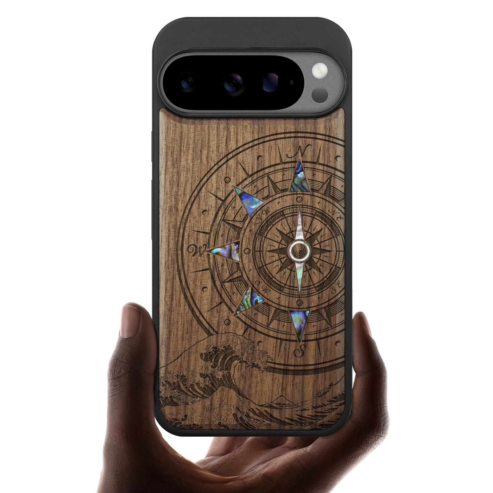 Carveit Magnetic Wooden Case for Pixel 10 / Pixel 10 Pro Case, Wood Artisan Engraved & Handmade Shell Inlaid, Compatible with MagSafe Wireless