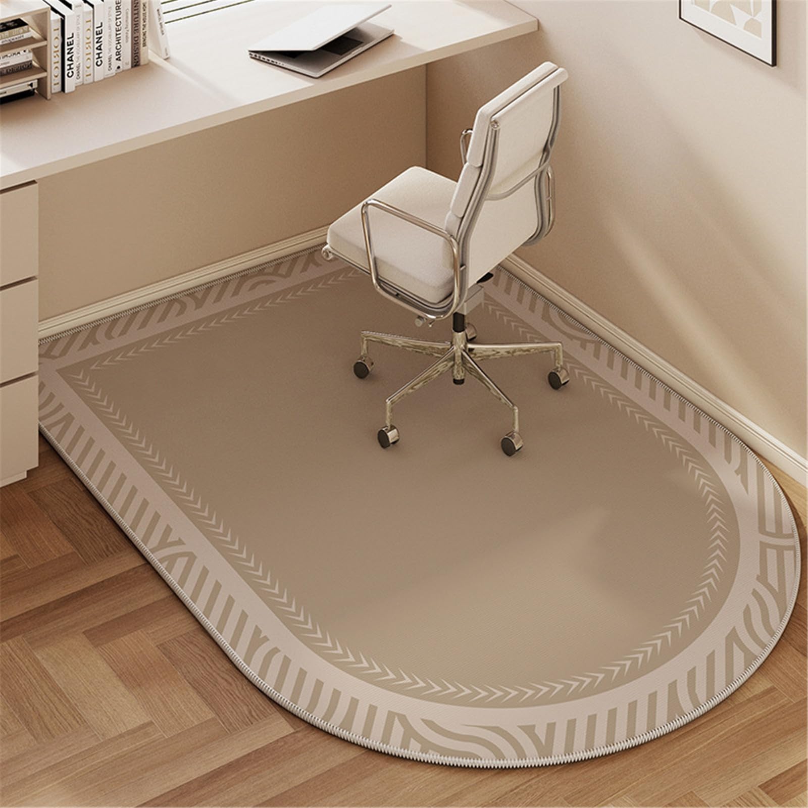 Odot Office Chair Mat for Carpeted and Hardwood Floor Protector, Modern Minimalist Non-Slip Computer Gaming Rolling Chair Desk Mat Protection Carpet for Wooden Floors (Khaki,60x120cm)