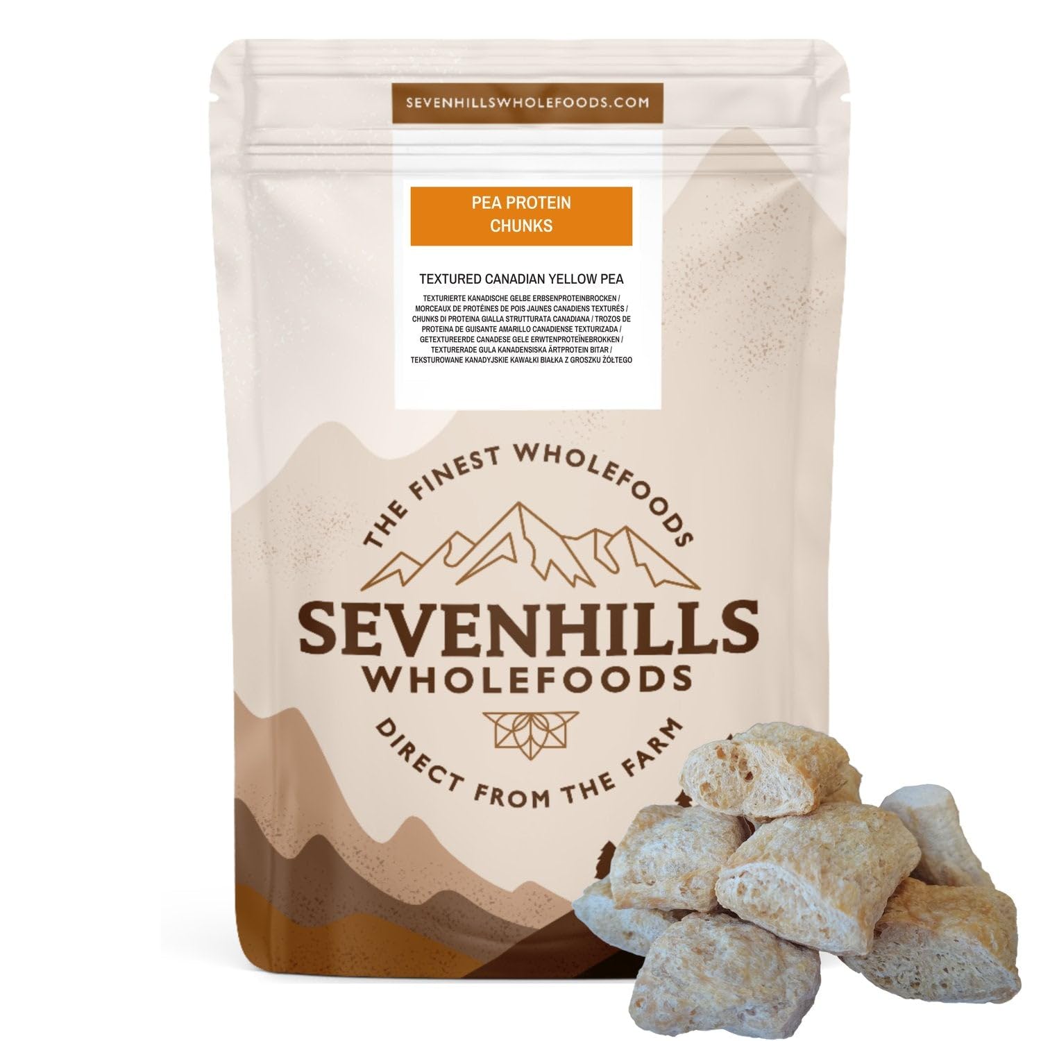 Sevenhills Wholefoods Textured Pea Protein Chunks (70%), Canadian yellow  peas, vegan meat substitute, 200g, for stews, stir fries, pies, curries