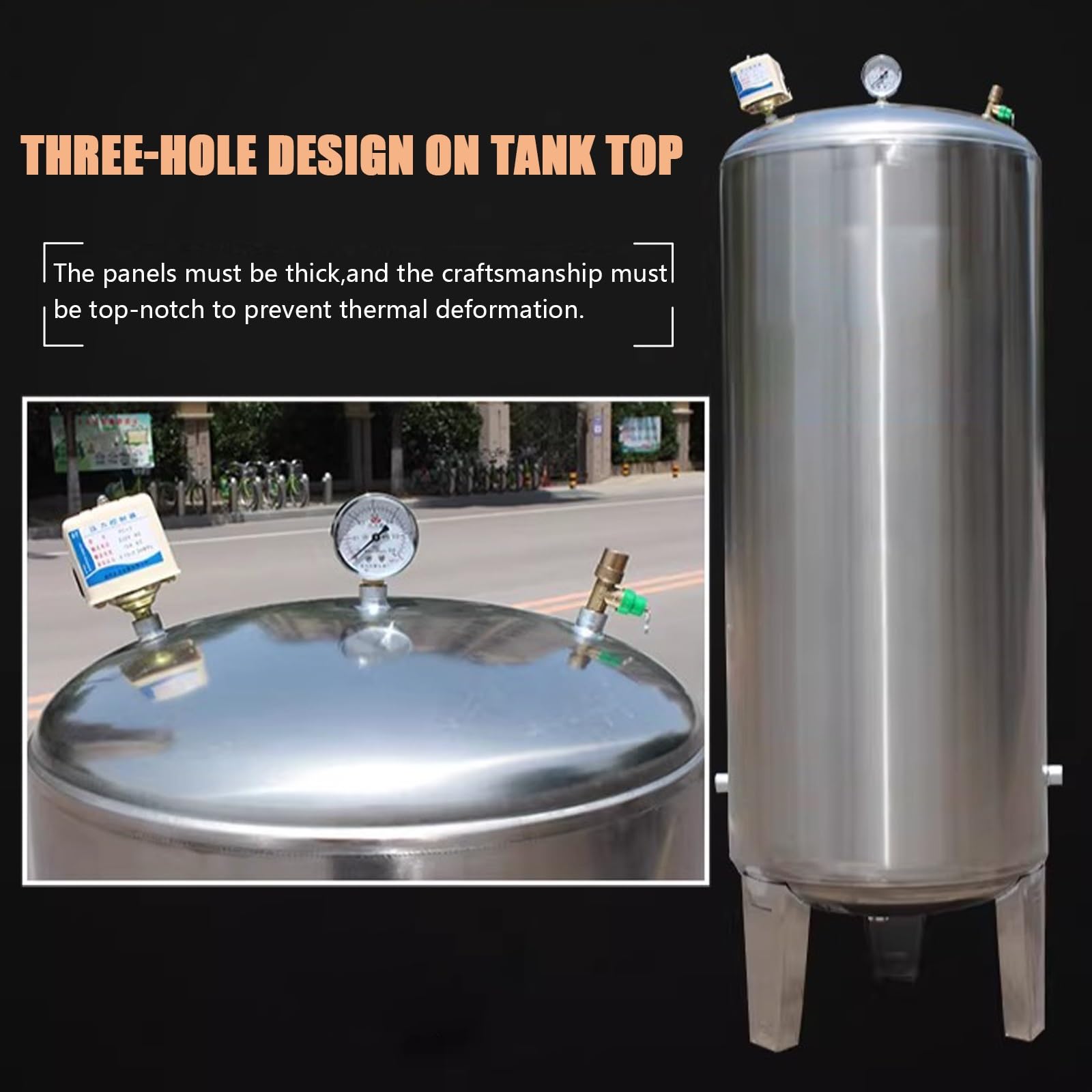 Tanque de presión de agua de acero inoxidable para sistemas de bomba de pozo, almacenamiento de agua de jardín y granja