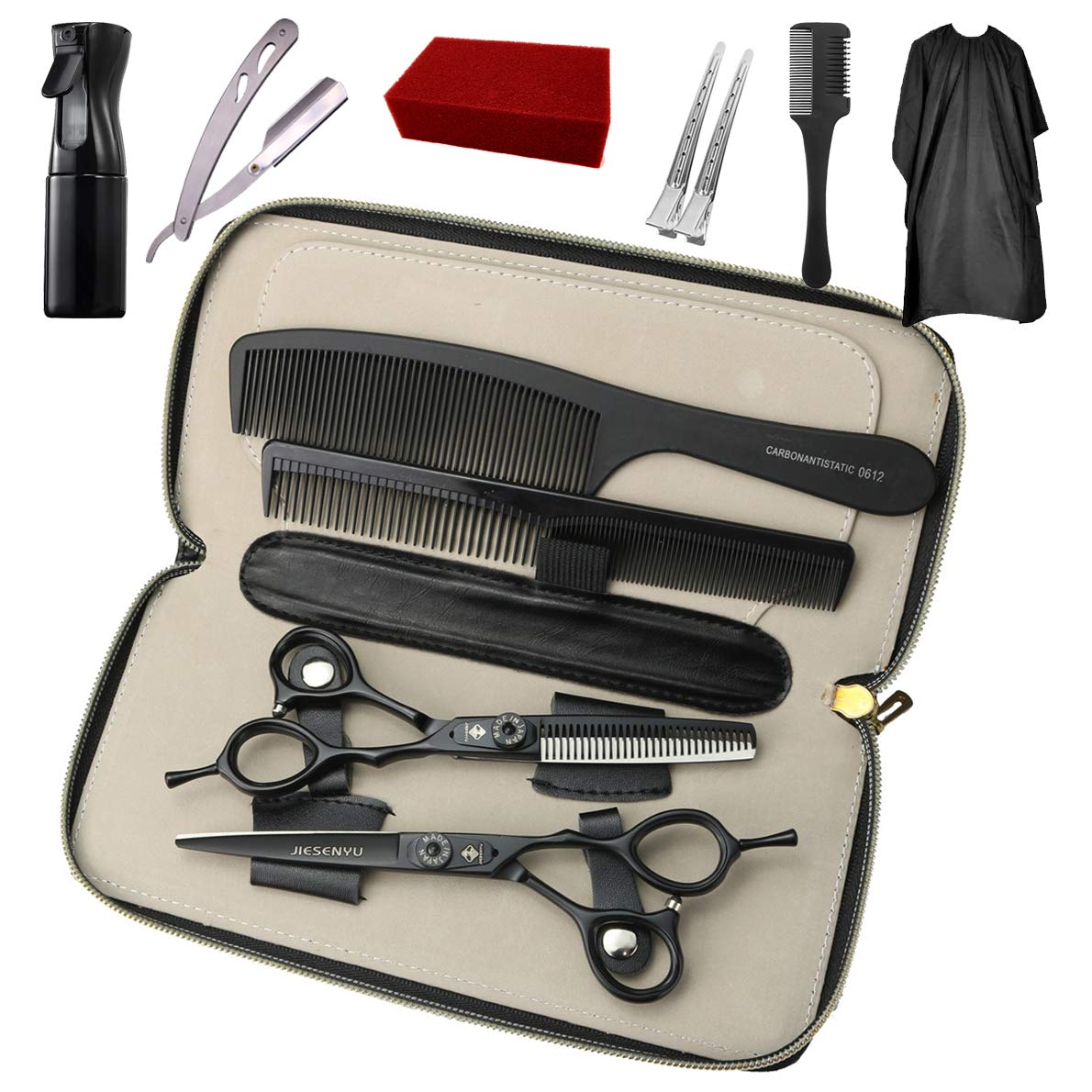 Ciseaux à effiler professionnels JIESENYU en acier noir de 15,2 cm pour coupes haute précision