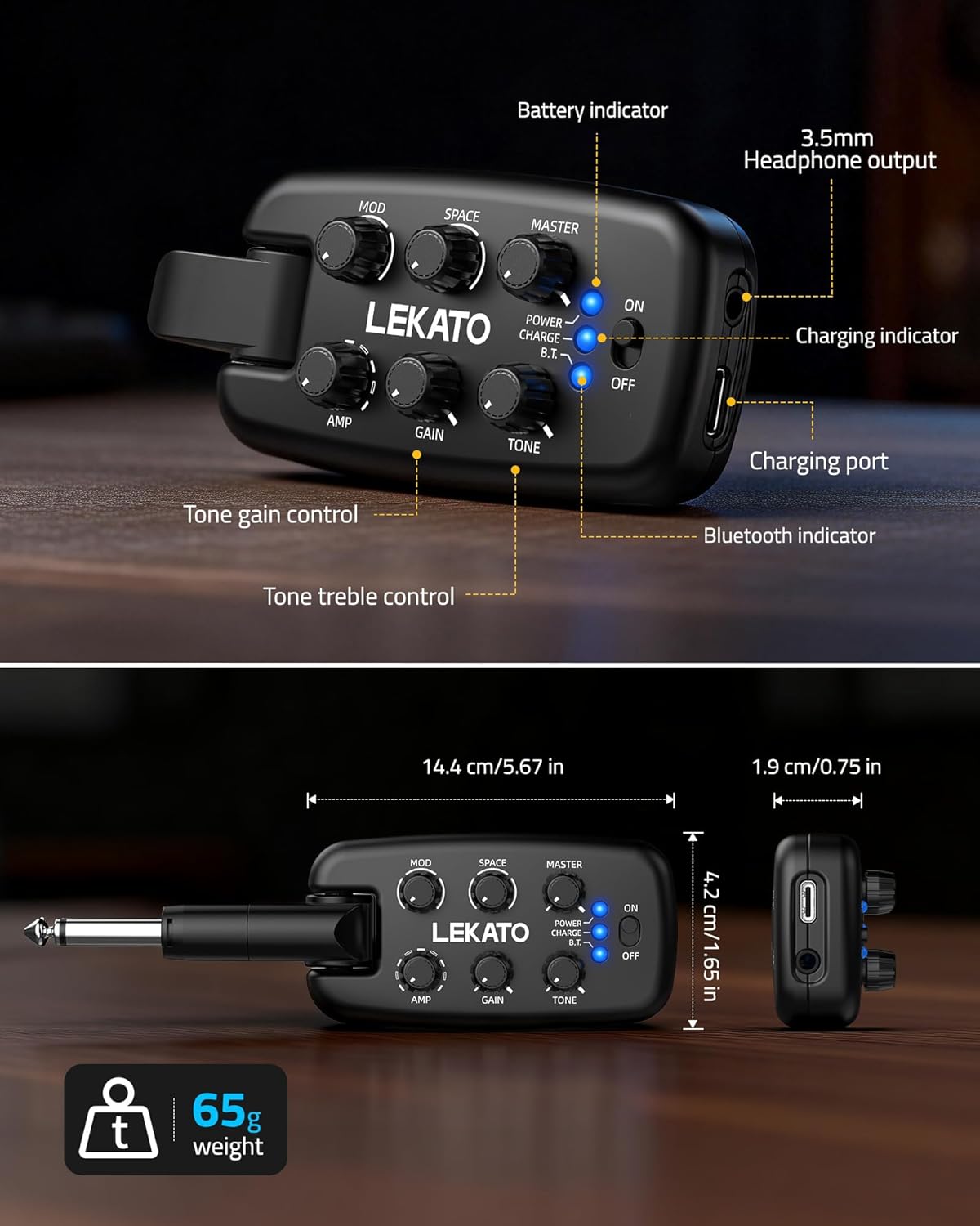 LEKATO PA-2 Headphone Amplifier with labeled controls