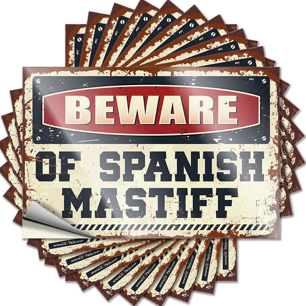 Tattoo Cool Room Decorations Peel and Stick - Beware of Spanish Mastiff Laptop Punk Waterproof Vinyl for Gamer(12X18CM)