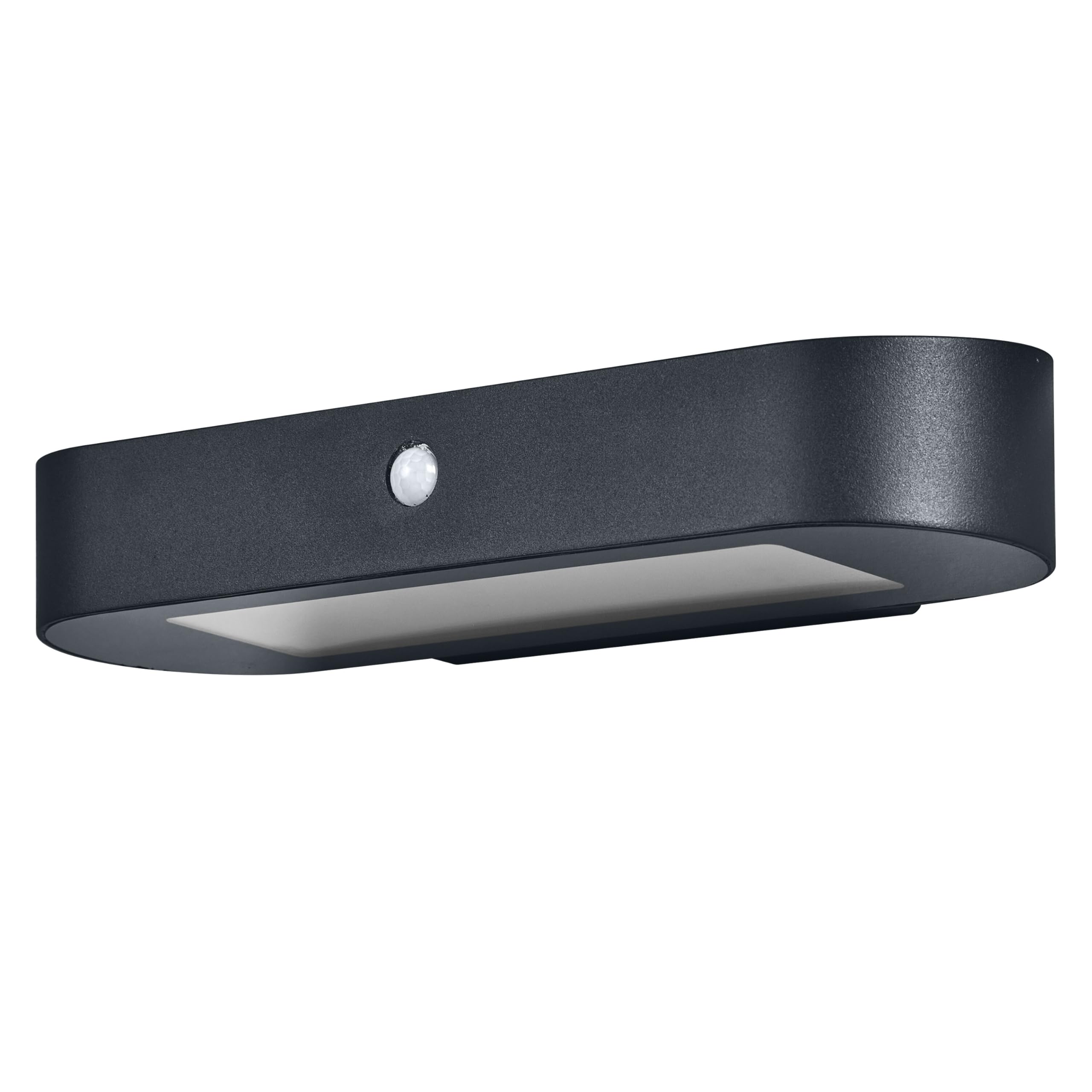 Osram ENDURA Style Oval Solar-Wandleuchte, warmweißes Licht (3000K), integrierter Sensor, ohne Strom nutzbar, lange Batterielaufzeit: 30 Mal 60 Sekunden im PIR Modus, Schutzklasse IP44, schwarz