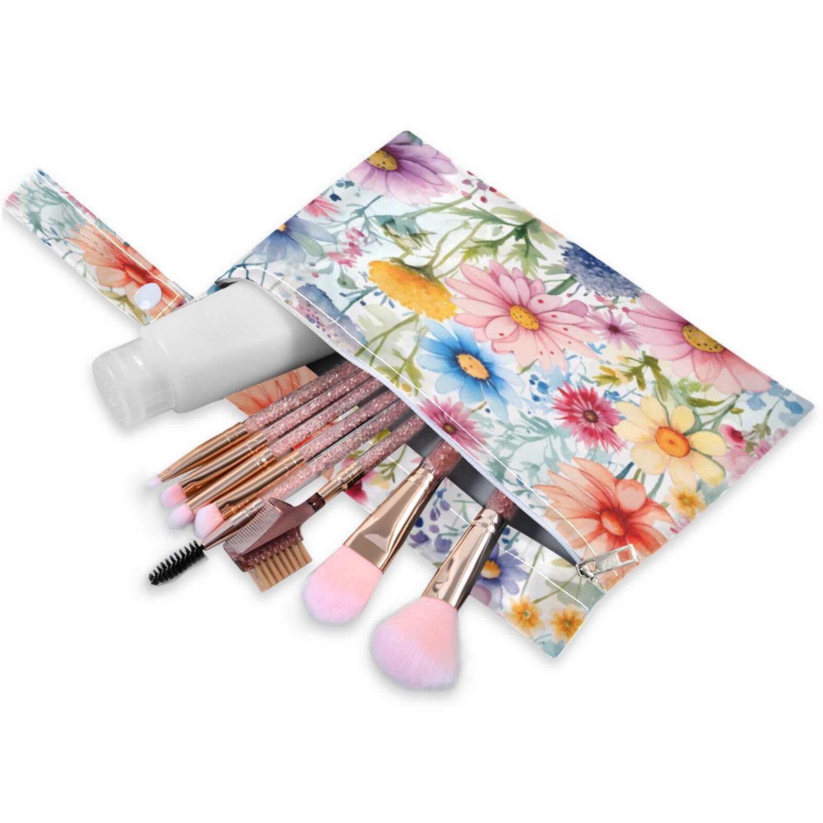 ATTX Watercolor Flowers Wet Dry Bags 2-Pack - Reusable Cloth Diaper Storage for Travel, Beach & Gym | Multi-Use Waterproof Bags for Swimsuits, Baby Clothes, Sports Gear#102