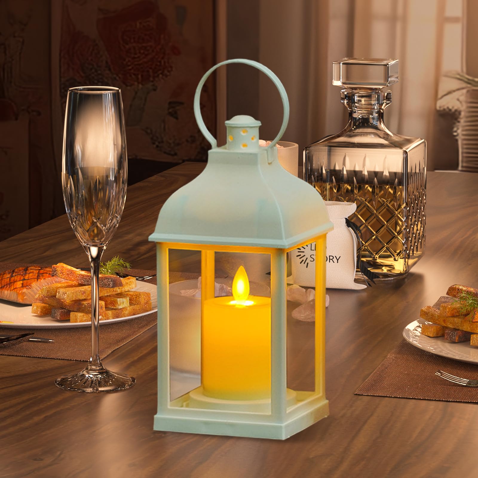 Lot de 6 Lanterne Décorative Blanche Lanterne Exterieur Jardin Lampe Décoration de Table de Mariage avec Bougie LED Flamme Vacillante, Intérieur Exterieur Jardin pour Balcon Terrasse Cour Decoration