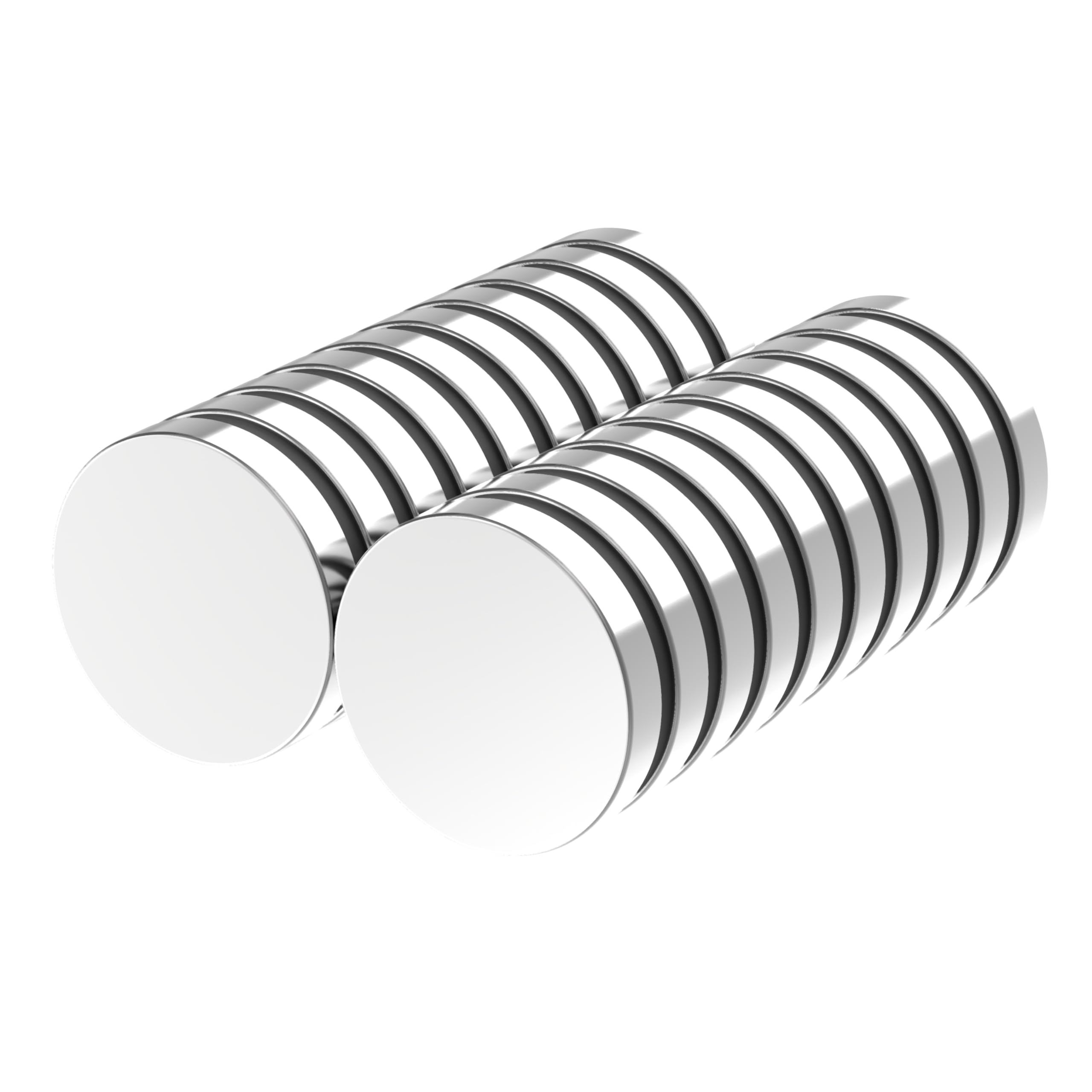 N52-3/4" D x 1/8" H - 20 Pack, Powerful Rare Earth Magnets, Silver Super Strong Neodymium Disc Magnets for Fridge, DIY, Building, Scientific, Craft, and Office Magnet