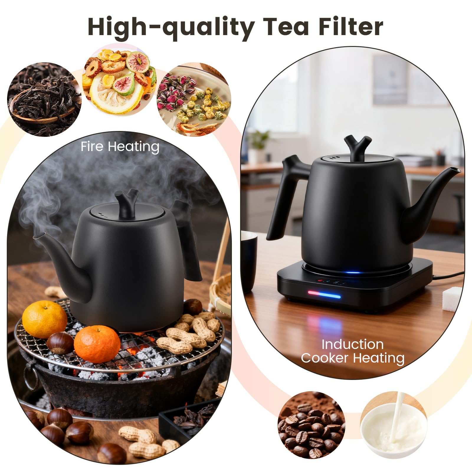 Teiera con Infusore 2 Litri, Teiera Termica, 10-12 Tazze, Teiera in Acciaio Inossidabile a Doppia Parete per Tè Sfuso, Zenzero e Miscele di Erbe