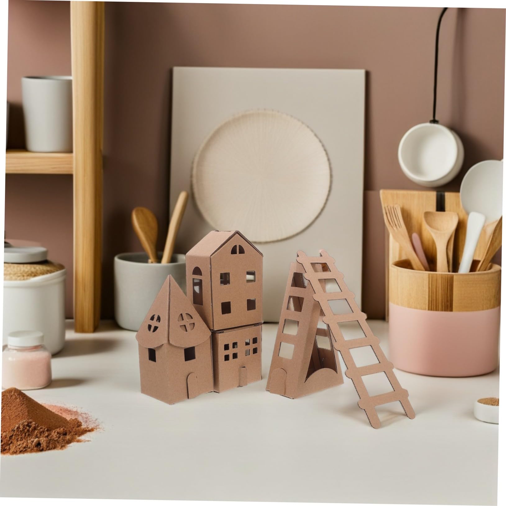 LIFKOME Mini Casa in Cartone da Colorare Kit DIY Modellino Casa di Carta Piccola per Scuola e Attività Creative