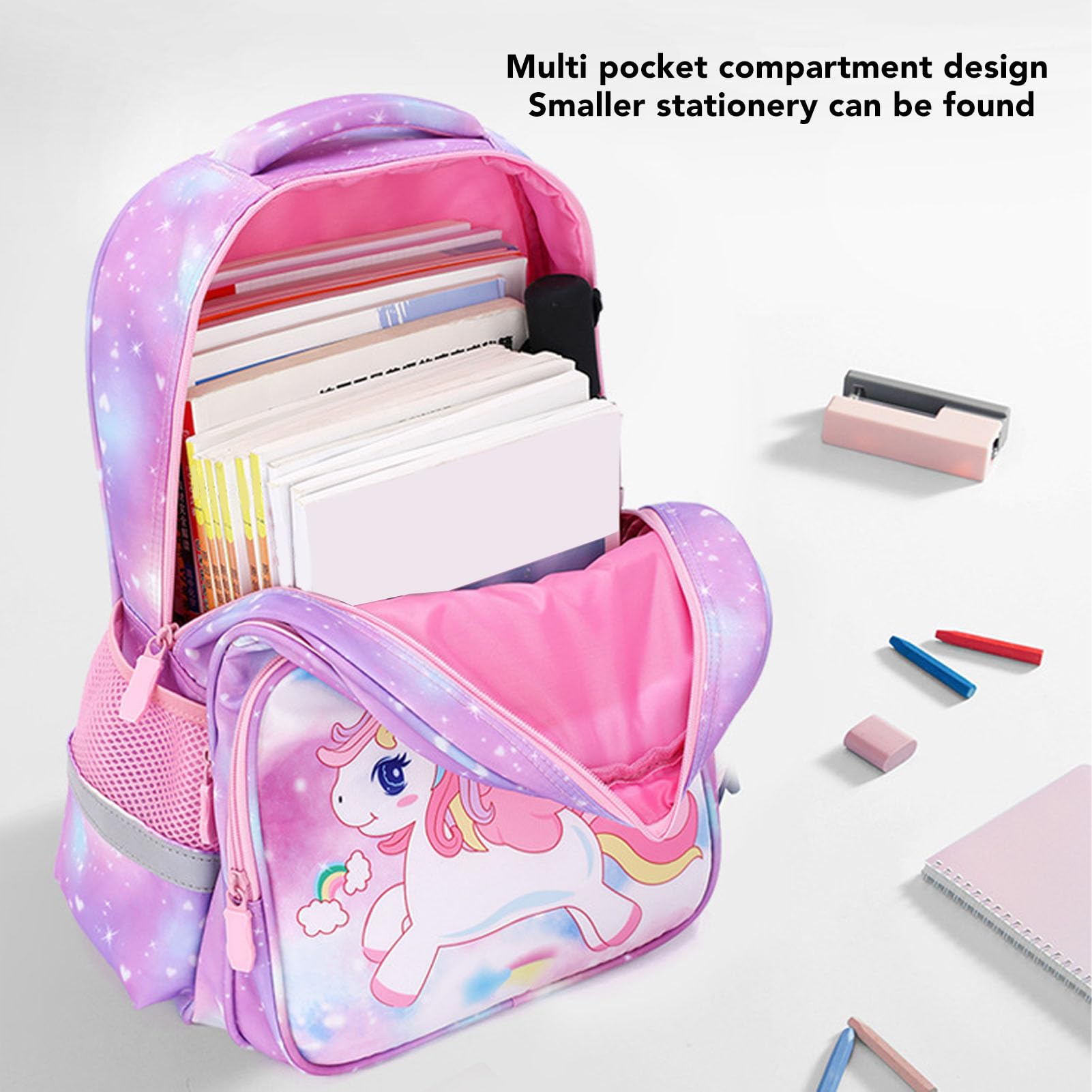 Mochila con Ruedas para Niñas Mochila con Ruedas, Patrón de Dibujos Animados, Mochila Escolar Reflectante de 2 Ruedas con Ruedas para Subir Escaleras, Bolsa de Viaje Impermeable