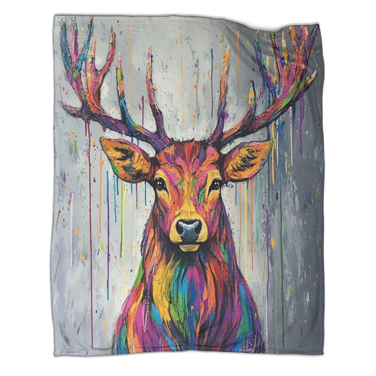 KWFYBEHZ Stag Fleece Blanket Soft And Comfortable 3D Printed Style Paint Splash Throw Blanket for Kids Adults Printed Plush Blanket Suitable for Bed Sofa 40x50inch(100x130cm)