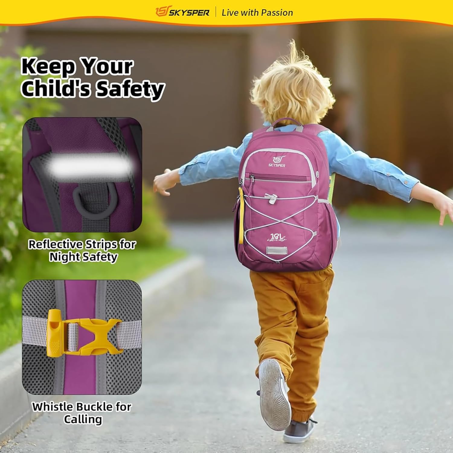 SKYSPER Kids Backpack 18L Children School Bag Child Boy Girl Pack Ages 4-8 for Traveling Day Trips Classes(Purple)