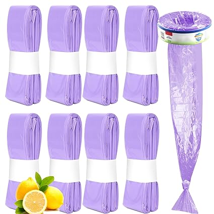 AQSFXYD 8 Pack Diaper Pail Bags Refill, (the Cartridge Is Not Included) Suitable for Genie Pail&Munchkin Pail and Angelcare Pail,With lemon blossom fragrance(purple)