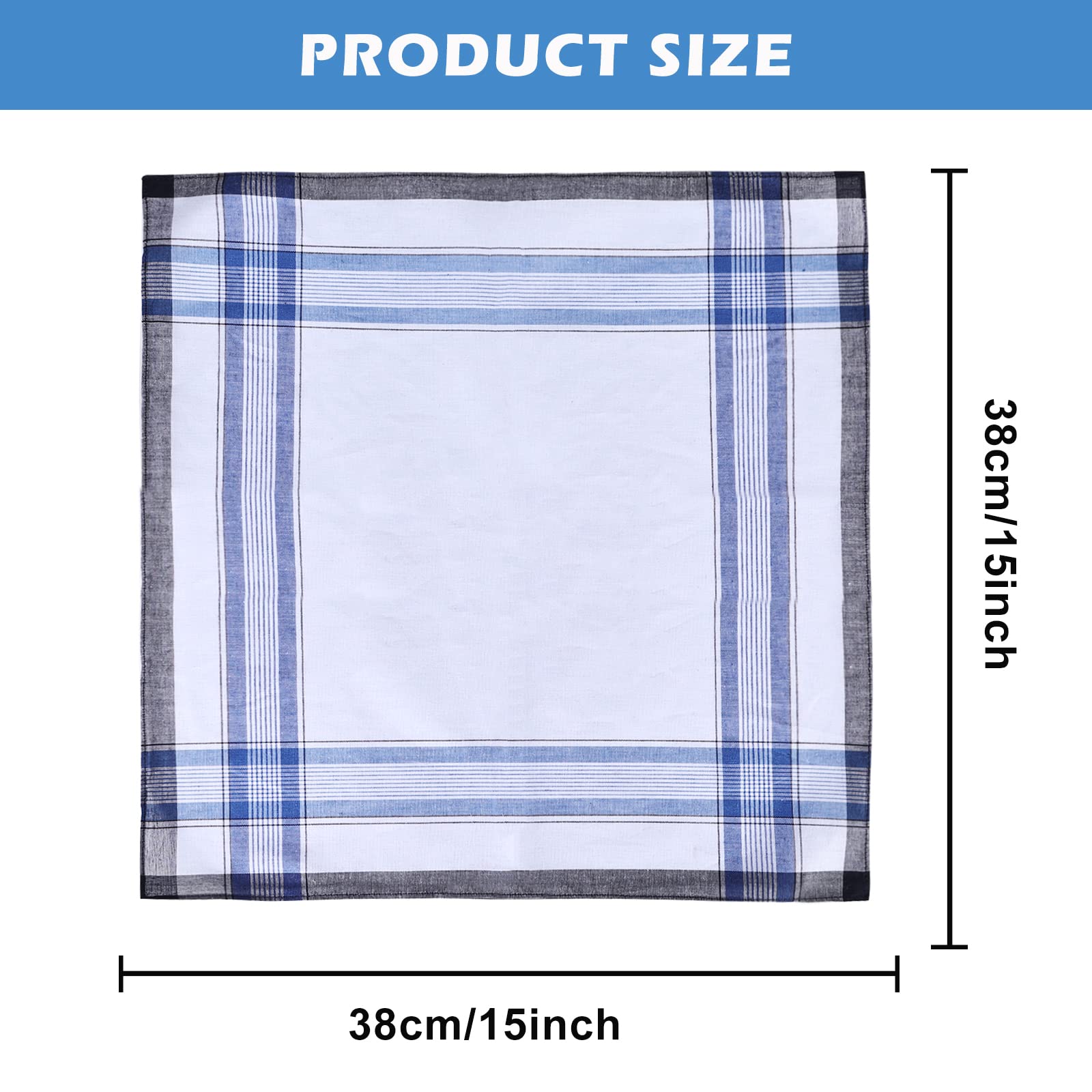Lot de 18 mouchoirs en tissu pour homme - 100 % coton - Mouchoirs traditionnels pour homme - Grands mouchoirs à carreaux, multicolore
