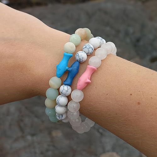 Miniatura 2 de Fahlo Pulsera de seguimiento de tiburones, elástica, soporta salvar el azul, talla única para hombres y mujeres, Piedra, Sin gemas.